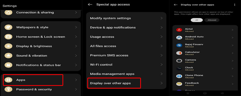 Bildschirmüberlagerung erkannt