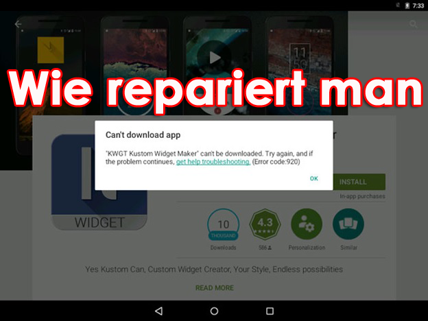 Behebung des Fehlers 920 im Google Play Store