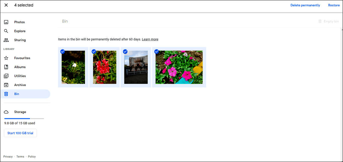 Wiederherstellen gelöschter Fotos aus Google Photos