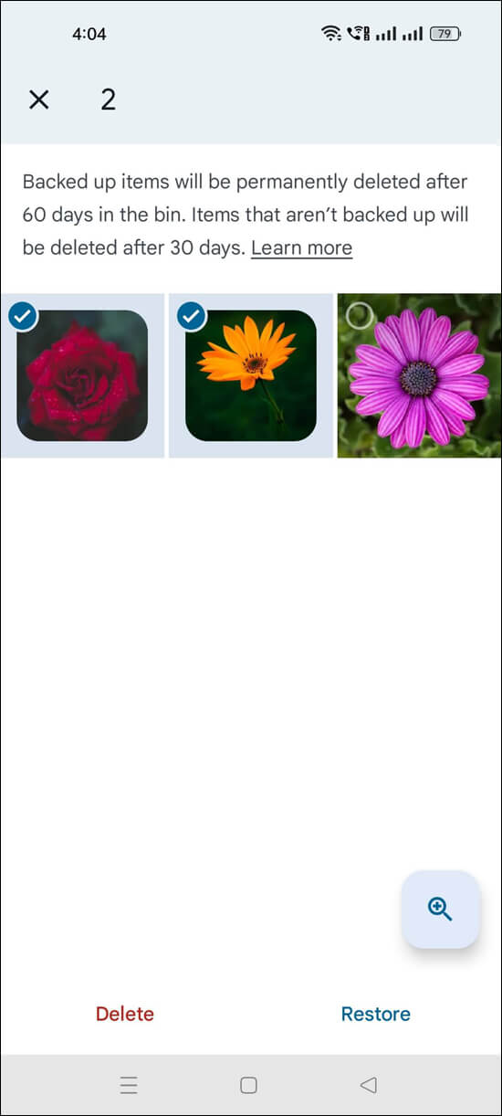 Wiederherstellen gelöschter Fotos aus Google Photos