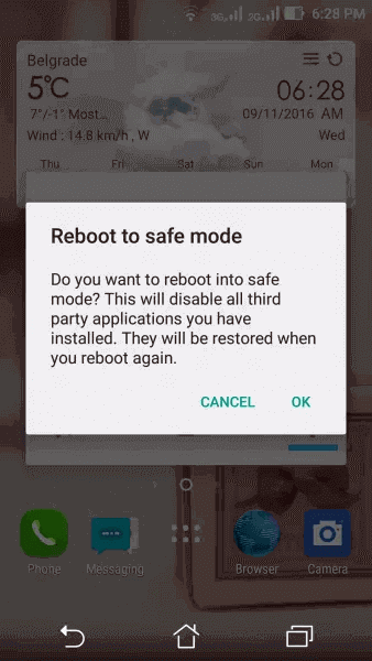 Booten Gerät im abgesicherten Modus