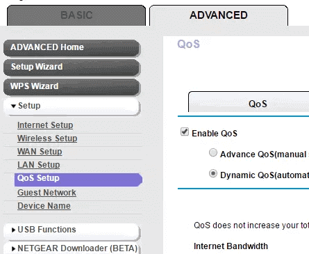 QoS-Einstellung deaktivieren