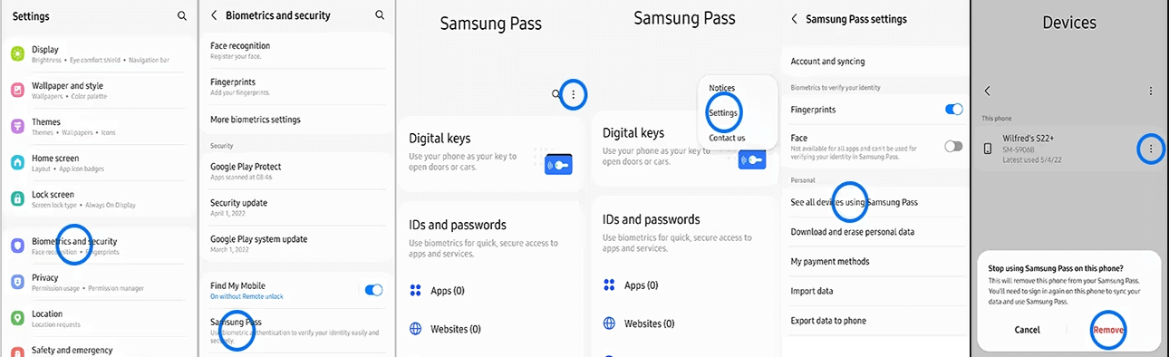 Wie lösche ich Samsung Pass-Daten