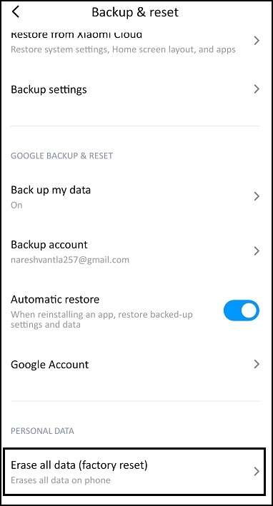 Zurücksetzen auf Werkseinstellungen