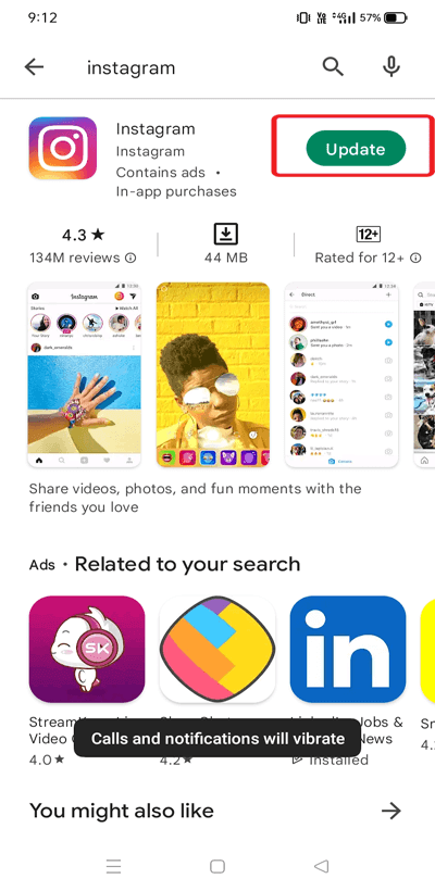 Fixieren Instagram-Reels Nicht Funktioniert Android