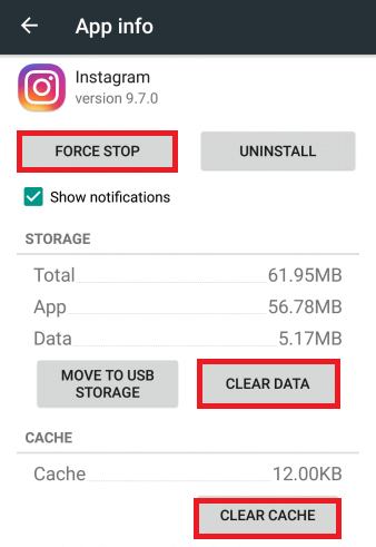 entfernen action blocked auf Instagram