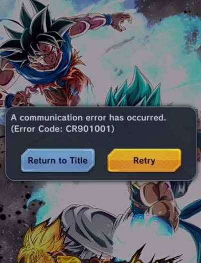 Dragon Ball Legends-Fehlercode CR901001