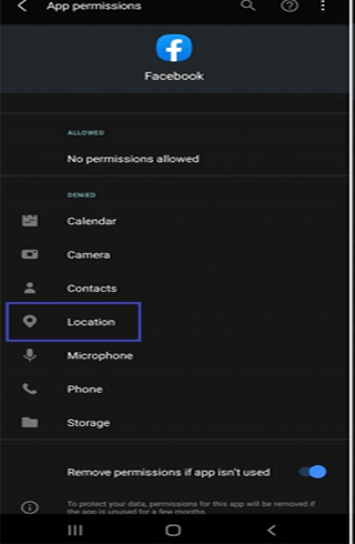 Nur bei Verwendung der App zulassen