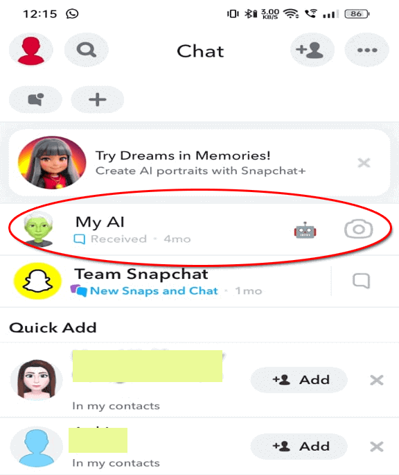wie Sie My AI auf Snapchat