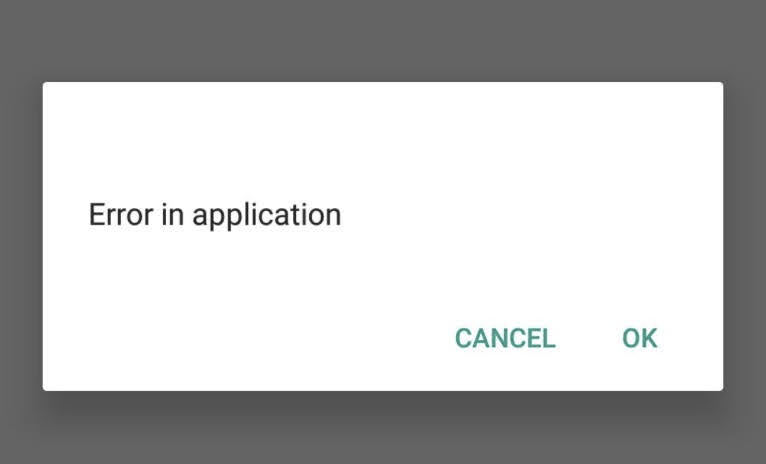 Error in Application” auf einem Android