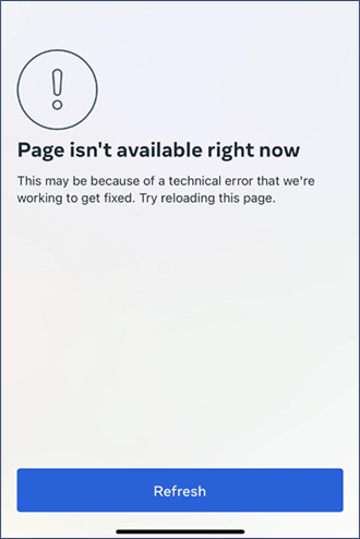 Instagram die Meldung „Die Seite ist momentan nicht verfügbar
