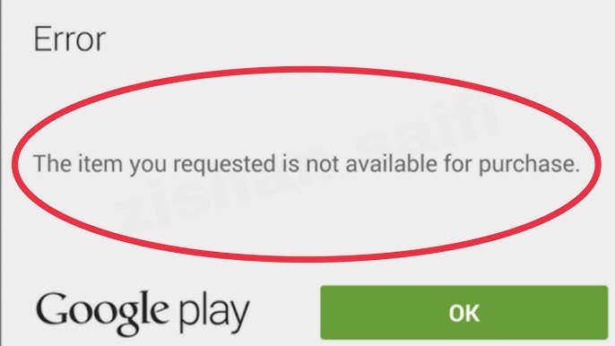 The Item You Requested Is Not Available for Purchase